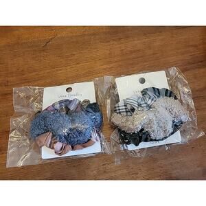 2 VERA BRADLEY Set of 3 Scrunchies Ginger Snaps Thunder Blue NEW